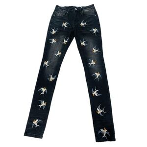 Serenede Black Freedom Swallow Embroidered Jeans